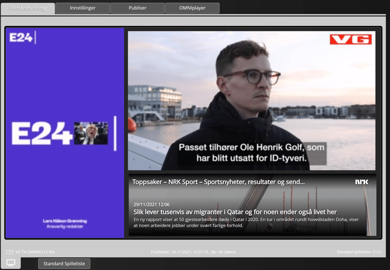 Forhåndsvisining i DatabeatOMNI av VGTV