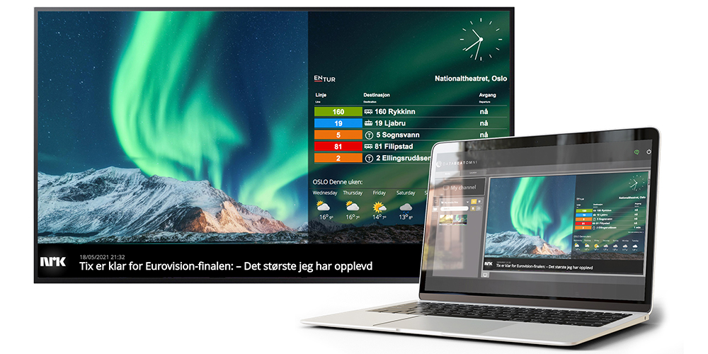 Infoskjerm med PC vinter og Widgets